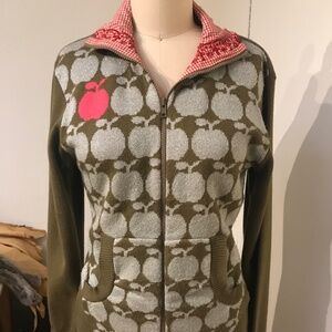 NWOT Gsus Sindustries Sweater Cardigan Apple Print